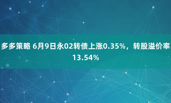 多多策略 6月9日永02转债上涨0.35%，转股溢价率13.54%